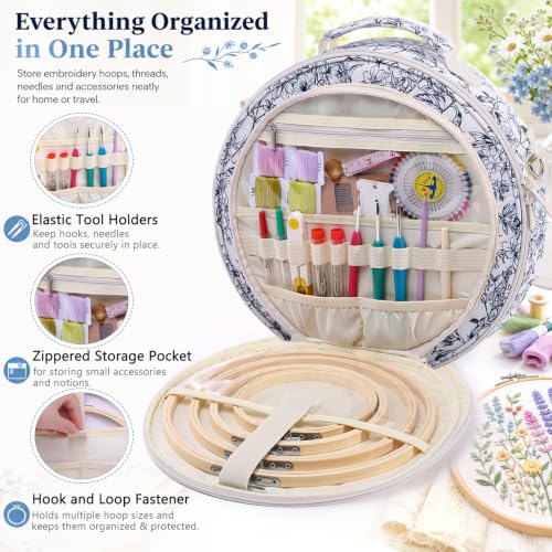 MYBAGZING Embroidery Bag, Hoop Storage Organizer up to 11" for Cross Stitch - color: Garden Harvest