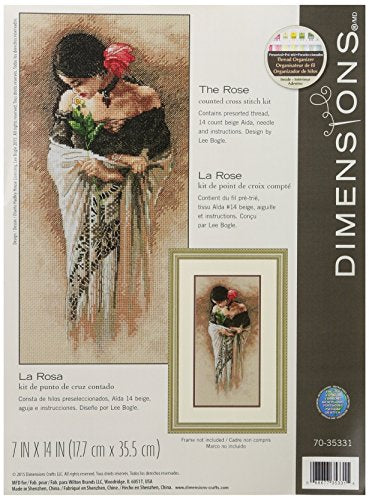Dimensions Woman with Rose Counted Cross Stitch Kit, 14 Count Beige Aida, 7'' x 14'' - color: Rose Flower