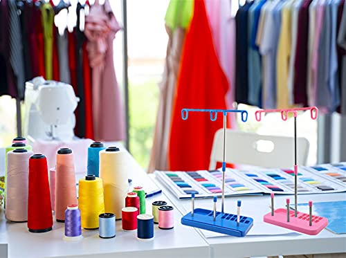 Thread Spool Holder Stand- 3 Spools Holder for Domestic (Home-Base) Embroidery and Sewing Machines - Four Colors for Choices (Pink) - color: pink