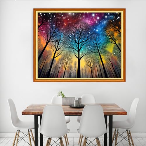 Dooxvey Cross Stitch Kits for Adults Beginners,Full Range of Cross-Stitch Stamped Kits Needlepoint Kits for Beginners Embroidery Kits 11CT Cross Stitch Patterns-Magic Starry Sky Tree 16x20 inch - color: Manual Arts 19