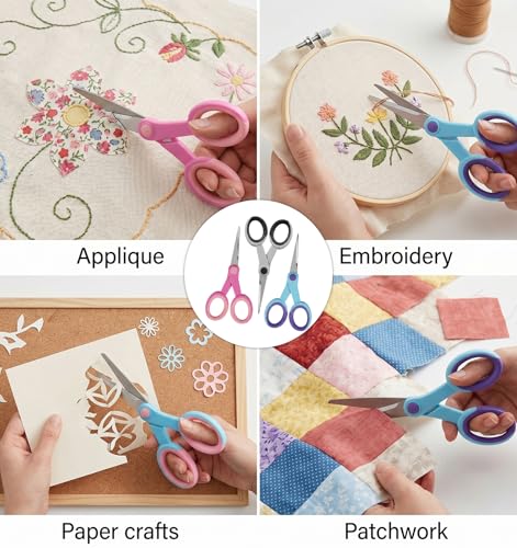 3 Pack Small Embroidery Scissors, Sharp Stainless Steel Thread Sewing Snips