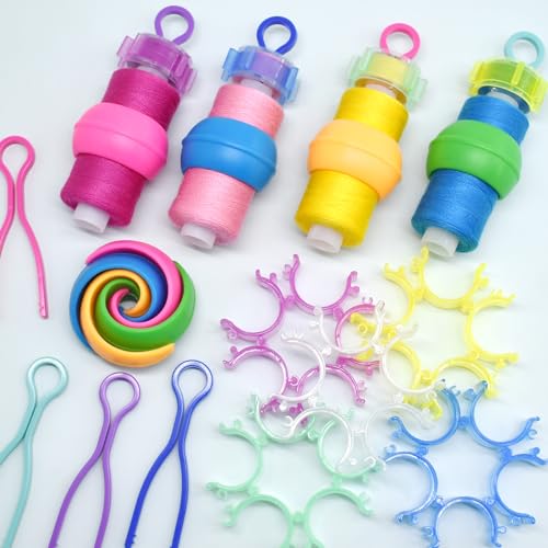 SHRJ 142pcs Bobbin Thread Buddies Set, Sewing Thread Organizing Clips, Bobbin Holders Clips, Spools Savers Huggers for Embroidery Quilting Sewing Accessory Spool Organizing