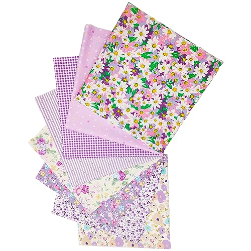 8 pcs/lot Fabric Bundles Top Cotton 19.69" x 19.69" (50cm x 50cm) Quilt, Pre-Cut Squares Sheets for Patchwork Sewing Quilting Crafting, Purple Floral. - color: M-8