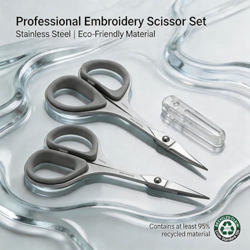 PAFASON Small Travel Sewing Embroidery Scissors Set Curve Straight Tip - color: Grey