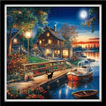Fanxvivy Counted Cross Stitch Kits for Adults 11CT Unprinted Cross-Stitch Patterns Embroidery Kits Easy Cross Stitching Needlepoint Kits&Moon Night Home Scenery 18x18 inch - color: DIY-craft19