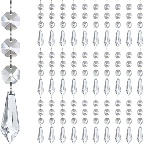 Jishi 30pk Crystal Ornaments for Christmas Tree Decorations, Acrylic Hanging Crystals for Centerpieces Home Decor, Clear Plastic Icicle Prism Drop Pendant w/Crystal Beads for Chandelier Party Supplies - style: Icicle