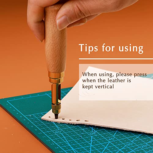 TLKKUE Adjustable Leather Hole Punch Automatic Screw Hole Punch Tool - color: Wood Color
