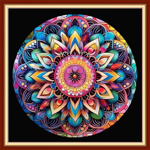 Funxvoot Stamped Cross Stitch Kits Beginners Full Range of Embroidery Kits for Adults 11CT Embroidery Patterns Needlepoint Kits Printed Cross Stitch Kits - (Colorful Mandala 18x18 inchs) - color: Cross Stitch Kits 18