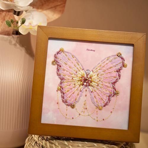 Craftreasure Butterfly Embroidery Kit, Purple-Intermediate - color: Romantic Purple-Intermediate