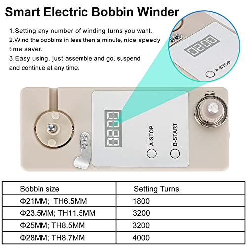 Automatic Bobbin Winder for Sewing, Portable Bobbin Winder Machine Electrical Fast with Thread Guide, Spool Stand, Mounting Plate for Domestic and Industrial Sewing Machines - color: bobbin winder with digital display