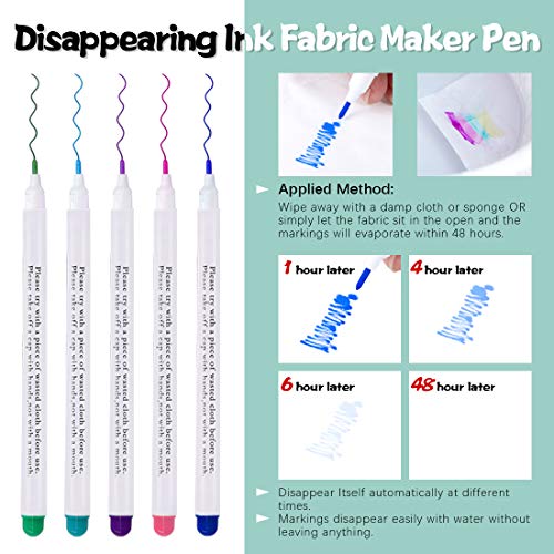 Swpeet 43Pcs Sewing Tools Kit, 10Pcs Professional Tailor's Chalk and 12Pcs Sewing Mark Pencil with 12Pcs 5 Color Disappearing Erasable Ink Fabric Marker Pen and 10Pcs Plastic Clips for Sewing Marking