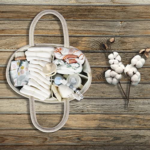 XUANGUO Large Cotton Rope Baby Diaper Caddy Organizer Basket Oatmeal - color: oatmeal, size: Large