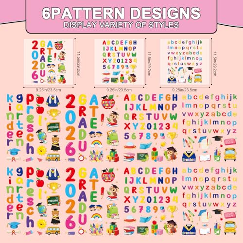 Rngmsi Dtf Transfers Ready to Press - 6 Pcs Kindergarten Graduation Iron on Patches for Sash, Preschool Iron on Stickers, Letter Heat Transfer Vinyl Decals for DIY Cap Gown - style: Kindergarten Graduation