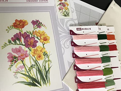 RIOLIS 1821 Fragrant Freesia Counted Cross Stitch Kit 9.75 x 13 in