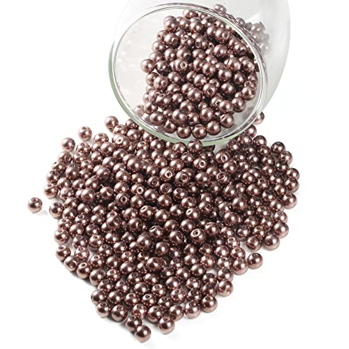 YouLuo 200Pcs Glass Pearl Beads for Jewelry Making,Glass Beads for Bracelet - color: Chocolate Brown, 10mm