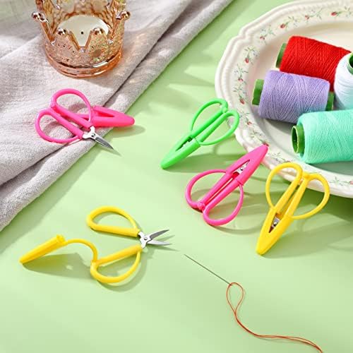 Mixweer 24 Pcs Mini Scissors for Travel Sewing Embroidery, 3 Colors - color: Pink, Green, Yellow