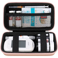Elonbo Diabetic Supplies Travel Case for Glucose Meter Diabetes Testing Kit - color: Rose Gold