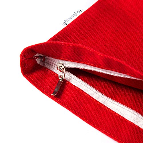 Multi-purpose Cotton Canvas Zipper makeup Bag Pouch 4-pack - color: Red