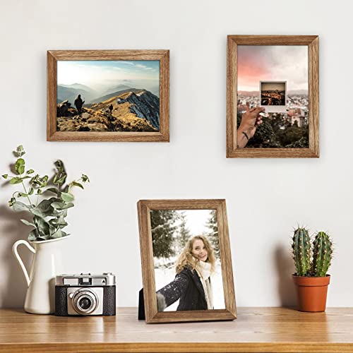 Emfogo 5x7 Picture Frame, Pack of 2 Rustic Picture Frames 5x7 with Real Glass, Solid Wood 5x7 Photo Frame for Table Top Display or Wall Mounted (Carbonized Brown) - color: Carbonized Brown, size: 5x7 inch