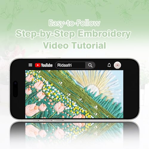 RidaaFri Embroidery Kit for Beginners, 3PC Floral Mount Sunshine Patterns