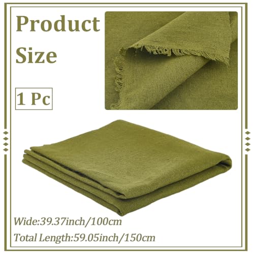 59 Inch Dark Olive Green Linen Cotton Canvas Fabric by The Yard Sheet Quilting Upholstery Blend Embroidery Fabrics for Sewing Making Needlework Clothes Painting Home Decor Arts Crafts Supply - color: Green, size: 1500x1000mm