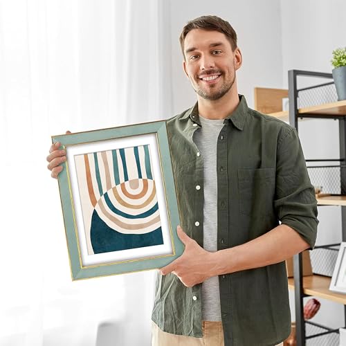 Suede 16x20 Frame - Single Frame, Christmas Elegant Mint 16 x 20 Poster Frame with Mat for 11x14, 16x20 Picture Frames for Artwork, Puzzles, Photos and Movie Posters - color: Mint, size: 16" x 20" / 11" x 14" mat