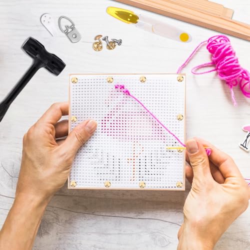 20Pcs Wooden Needlepoint Stretcher Bars Set 5 Sizes (6/8/10/12/14 Inch) Embroidery Cross Stitch Frame with Thumb Tacks Mounting Hardware for Cross Stitch, Needlework, Fabric Art Crafts