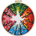 Stamped Cross Stitch Kits for Beginners Adults-Tree,with Embroidery Hoop - color: Tree-2605