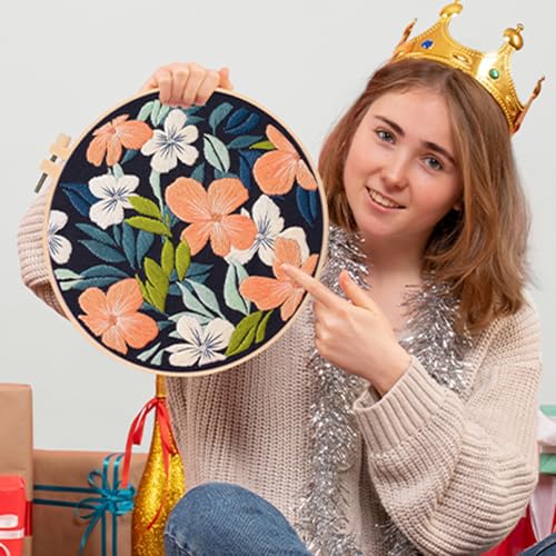 Santune 3 Pack Embroidery Kit for Beginners, Needlepoint Cross Stitch Kits for Adults,Needle Point Sets with Stamped Petal Pattern Stitch Video Tutorial - color: Petal Patterns