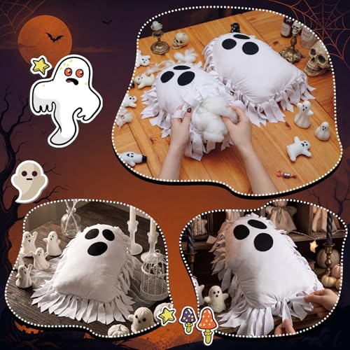 Weysat 6 Sets Halloween Ghost Tied Pillow Craft Kit, No Sew Pillows - style: Ghost