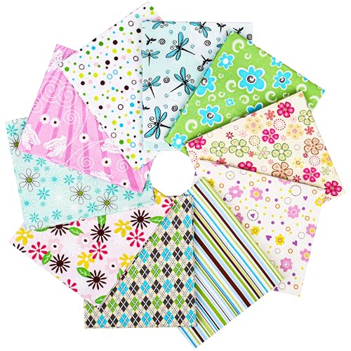 Craftido -25 Options- 100% Cotton Quilting Fabric Bundles 10pcs Fat Quarters 18”x21”-Medium Weight 5.2 oz- Soft Cotton for Quilting, Sewing Project, Patchwork, DIY Crafts - Spring - color: Spring