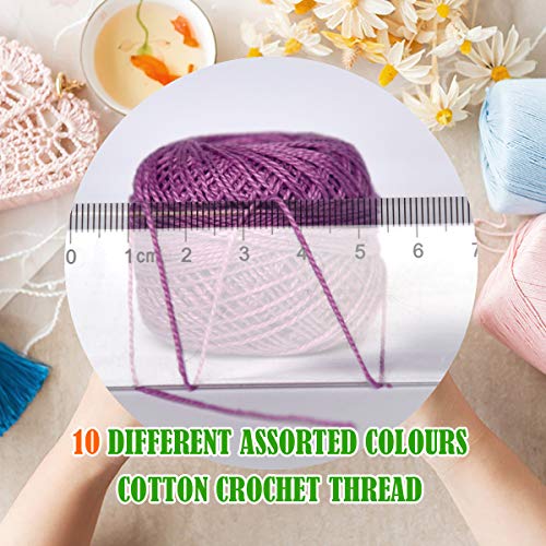 Crochet Thread 10 Balls Cardinal Size 8 for Crochet Hardanger Cross Stitch Needlepoint Hand Embroidery (Purple Series) - color: purple series
