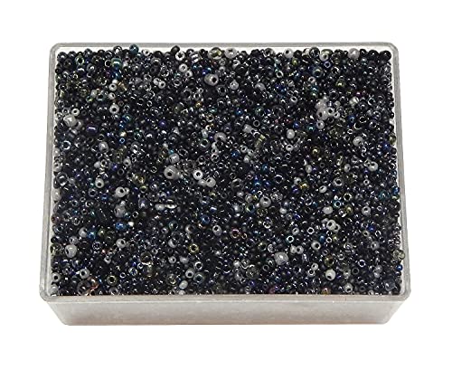 Perlin Glass Seed Beads 2mm 3mm 4mm Round Pony Beads Pack of 3000 Mixed Size, Colour Mix for Jewelry Making Earrings Bracelets Pendants Waist DIY Handmade (Black) - color: Black
