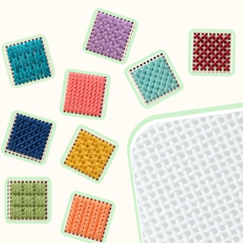12 Pcs 13 Mesh Mono Needlepoint Canvas, White, Cotton(8"x8"&4"x4") - size: 13mesh 8"x8"&4"x4"