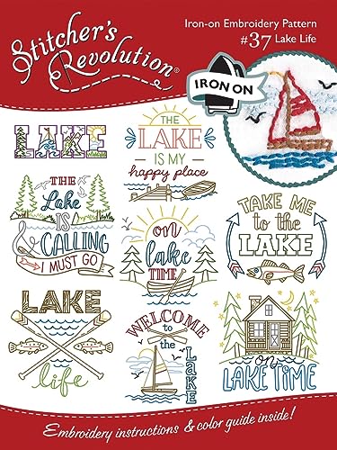 Stitcher's Revolution Lake Life Stitcher~'s Revolution Iron on transfers for Embroidery, White