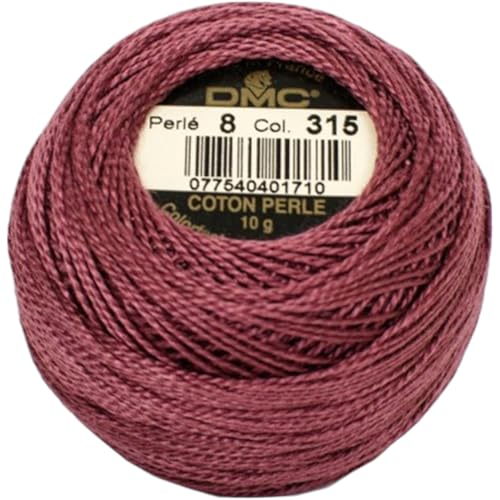 DMC 116 8-315 Pearl Cotton Thread Balls, Medium Dark Antique Mauve, Size 8