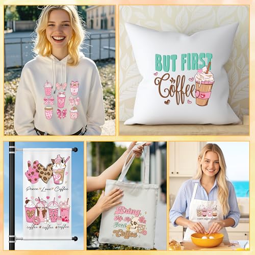 12 Sheets Coffee Iron on Transfers for T-Shirts - style: Coffee