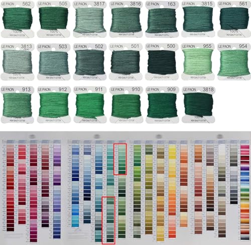 20 Bobbins20 Colors Embroidery Floss bobbins - Cross Stitch Threads - Friendship Bracelets Floss - Crafts Floss - Embroidery Floss, Pistachio Green Gradient - color: 562-3818