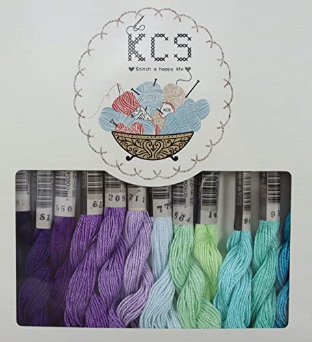 KCS 328 Yards(300 Meters) Mercerized Pearl Cotton Crochet Needlepoint Thread,Size 5, 12 skeins,Mixed Color 09 - color: 12color09, size: 12 skeins