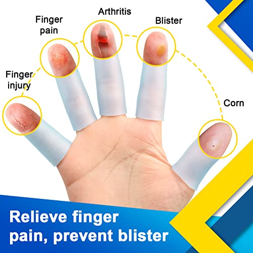 Sumifun Gel Finger Protector, 8 Pcs Silicone Finger Sleeves for Corns, Fingernails Loss, Friction Pain Relief, Blue - color: Blue