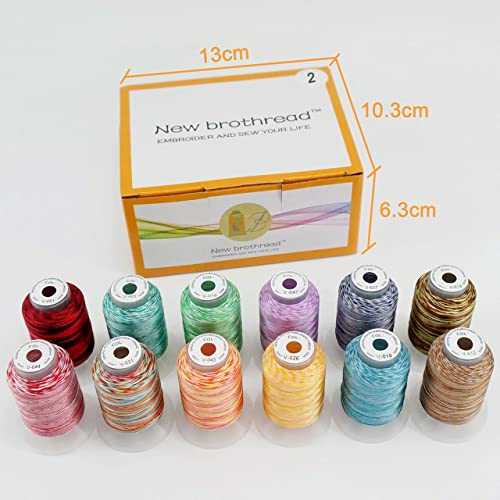 New brothread 12 Colors Variegated Embroidery Machine Thread Kit -2 - color: Assortment 2