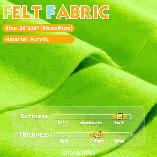 Lime Green 36" X 36" Felt Fabric Sheet - 1.6mm Thickness - color: Lime Green, size: 36" x 36"