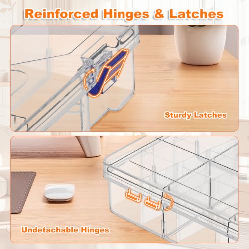 2 Pack 10 Grids Clear Organizer Box with Dividers, 11.7 x 7.9 x 2.4 in - color: 2 Pack, size: Large 10 Grids(11.7 x 7.9 x 2.4 inch)