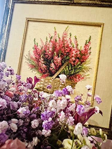 RIOLIS - Scottish Heather 1324, Cross Stitch Kits 9.75"x9.75", Cross Stitch Kits for Adults, Counted Cross Stitch Kits, Embroidery Kit for Beginners & Advanced, Floral Crossstitching Kits