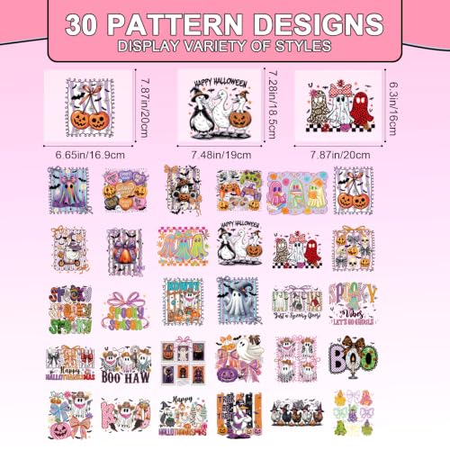 30 Pcs Halloween Dtf Transfers Ready to Press Iron on Transfers - color: Halloween Ghost