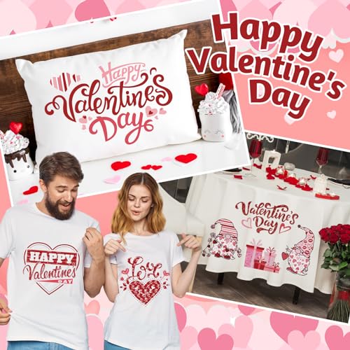 JarThenaAMCS 12 Sheet Valentine’s Day Heat Transfer Vinyl Glitter Pink Red Iron on Vinyl Heart Lip Printed HTV Adhesive Craft Vinyls for Mother's Day Wedding Clothing Costume DIY Fabric Craft - style: Valentine