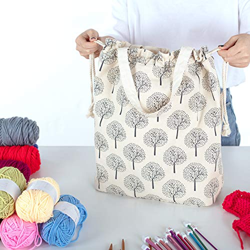 Teamoy Knitting Bag Tote, Yarn Storage Crochet Bag Organizer, Tree - color: Tree