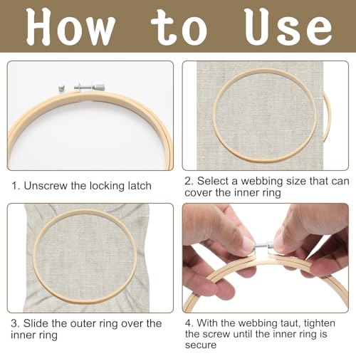 2 Pack Embroidery Hoops, 8 Inch Round Embroidery Hoops, Natural Wood Cross Stitch Hoop with Adjustable Screw for Friendly Embroidery, Cross Stitch, Craft & Beginner, and DIY Decoration - style: 8 Inch