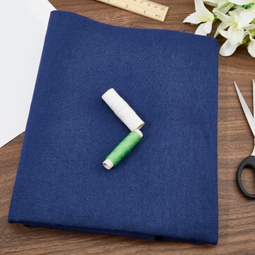 59 Inch Navy Blue Linen Cotton Quilting Fabric by The Yard Canvas Embroidery Tape Blend Cloth Material Needlework Fabrics for Sewing Making Napkins Upholstery Garments Decor Crafts Supply - color: Navy Blue, size: 1500x1000mm