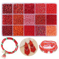 15 Color Glass Seed Tube Bugle Beads Bracelet Jewelry Making Kit,Red - color: red